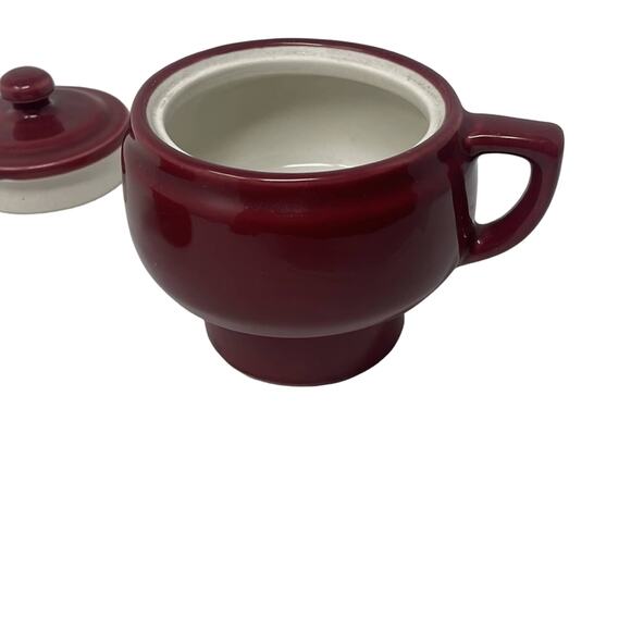 Three piece maroon Coorsite Pottery teapot infuser - Picture 8 of 12